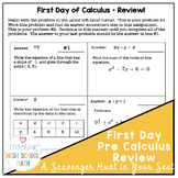 Calculus First Day of School Review of PreCalculus Circuit
