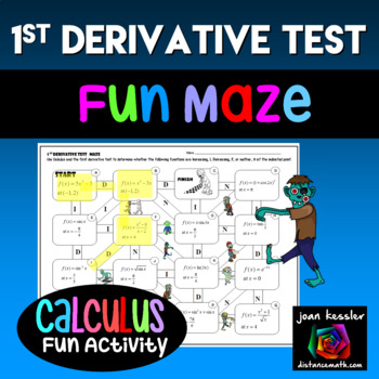 Preview of Calculus First Derivative Test Maze