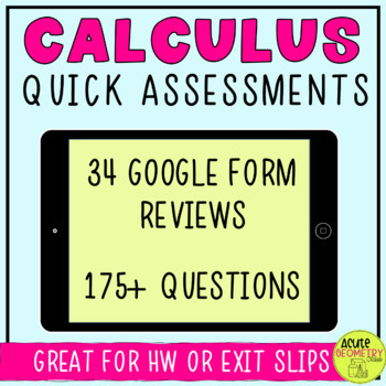 Preview of Calculus Google Forms Assessment Bundle - Digital Practice