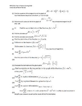 Free Calculus Examinations Quizzes Teachers Pay Teachers