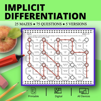 Preview of Calculus Implicit Differentiation Maze Activity