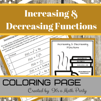 Preview of Calculus Increasing and Decreasing Functions - Coloring Page Activity