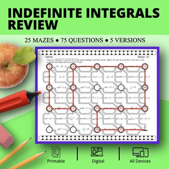 Preview of Calculus: Indefinite Integrals REVIEW Maze Activity