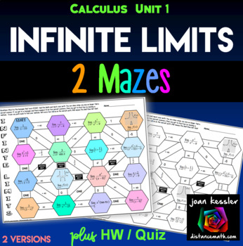 Preview of Calculus Infinite Limits Mazes and HW