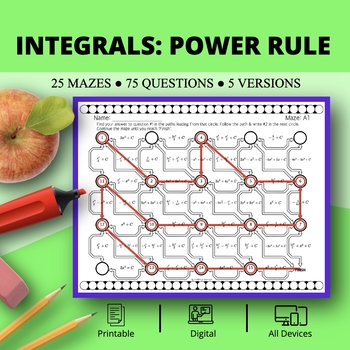 Preview of Calculus Integrals: Power Rule Maze Activity