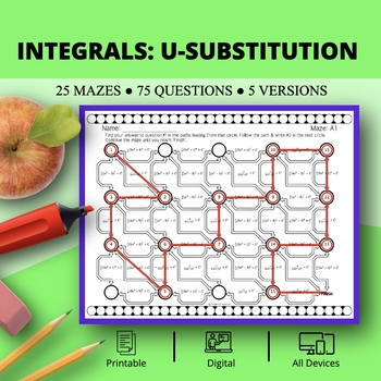 Preview of Calculus Integrals: U-substitution Maze Activity
