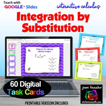 Preview of Integration by u-Substitution Digital Task Cards  plus Printable version