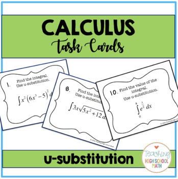 Preview of Calculus Integration by u-substitution Task Cards