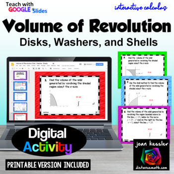 Preview of Calculus Volume of Revolution Disk Washer Shells Digital plus Print