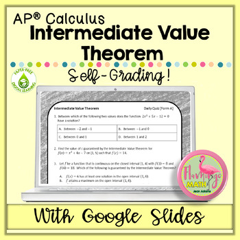 Preview of Calculus Intermediate Value Theorem Google Quiz