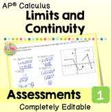 Calculus Limits and Continuity Assessments (Unit 1)