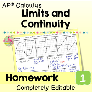 Preview of Limits and Continuity Homework (AP Calculus Unit 1)