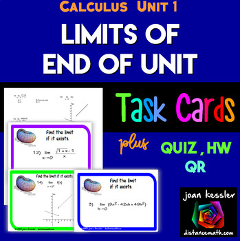 Preview of Calculus Limits End of Unit Task Cards and Assessments