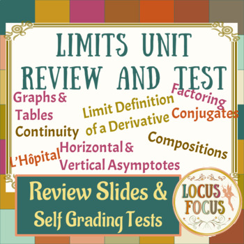 Preview of Calculus Limits Unit:  Review PowerPoint ™ and Test Assessments