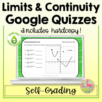 Preview of Calculus Limits and Continuity Quiz Bundle for Google™ Distance Learning
