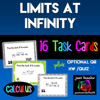 Calculus Limits at Infinity Horizontal Asymptotes Task Cards HW QR