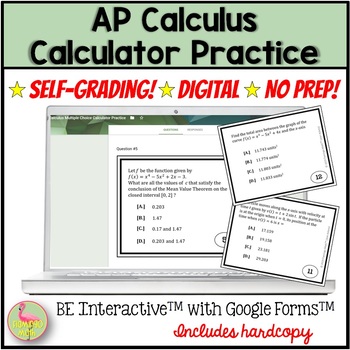 Preview of AP Calculus Exam Review Calculator Practice for Google Forms™ Distance Learning