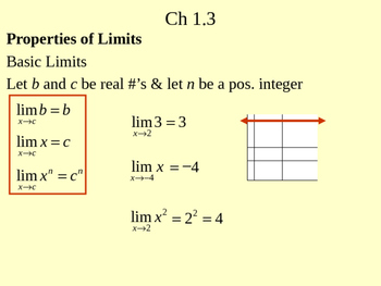 Preview of Calc Ch 1.3 Evaluating Limits Analytically