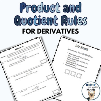 Preview of Calculus - Product Rule & Quotient Rule for Derivatives - CodeBreaker (NO Trig!)