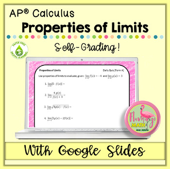 Preview of Calculus Properties of Limits Google Quiz