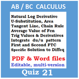 Calculus Quiz 21
