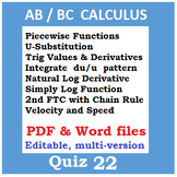 Calculus Quiz 22