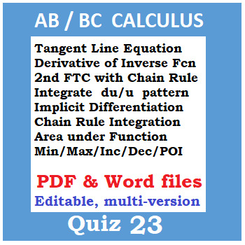 Preview of Calculus Quiz 23