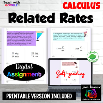 Preview of Calculus Related Rates Digital plus Print