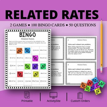 Preview of Calculus: Related Rates Math Bingo Review Game