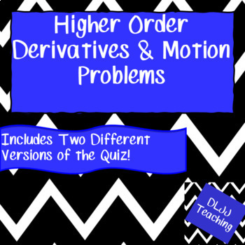 Preview of Calculus Review and Quiz Higher Order Derivatives and Motion Problems