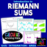 Calculus Riemann Sums Intro Task Cards plus QR