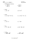 Calculus Skills Review Activity/Worksheet