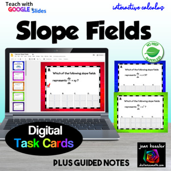 Preview of Calculus Slope Fields Digital Task Cards and Guided Notes