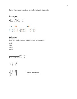 Preview of Calculus: Solve Matrix Equations Using the Inverse