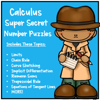 Preview of Calculus Super Secret Number Puzzles Bundle