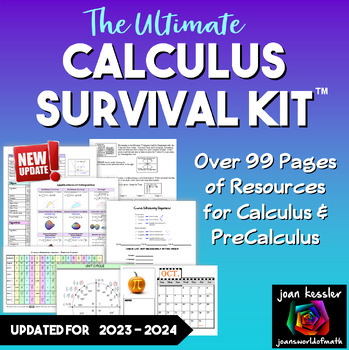 Preview of Calculus Survival Kit over 99 pages of References and more updated 2023-24