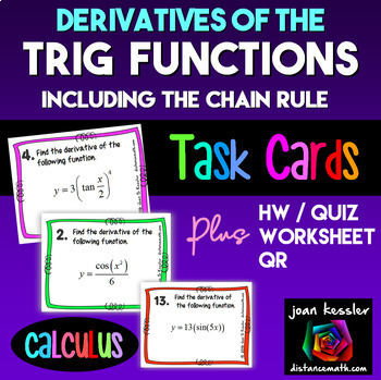 Derivatives Trig Functions Worksheets Teaching Resources Tpt