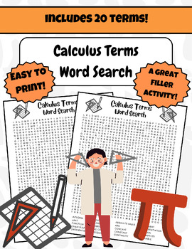 Preview of Calculus Terms Word Search