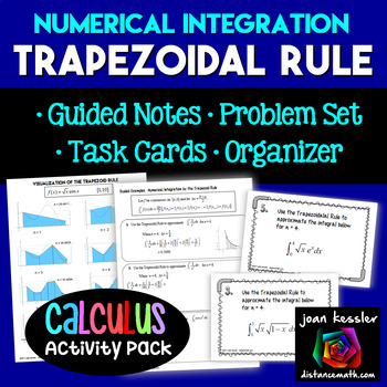 Preview of Calculus Trapezoid Rule Integration Task Cards Guided Notes