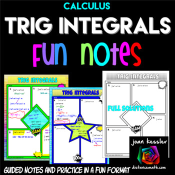 Preview of Calculus Trigonometric Integrals FUN Notes Doodle Pages plus Practice