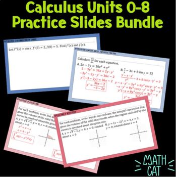 Preview of Calculus Units 0-8 Practice Google Slides Bundle