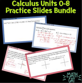 Preview of Calculus Units 0-8 Practice Powerpoint Slides Bundle