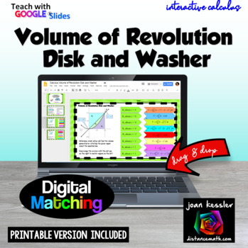 Preview of Calculus Volume of Revolution Disk and Washer Matching Digital plus Print