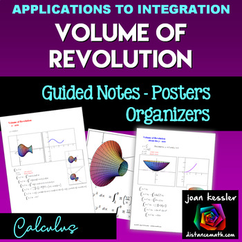 Preview of Calculus Volume of Revolution Posters Study Guide Disk Method