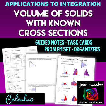 Preview of Calculus Volume of Solids Known Cross Sections Notes Organizer