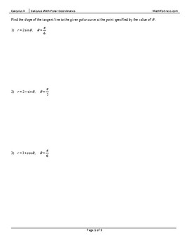 Preview of Calculus With Polar Coordinates Worksheet