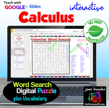 Preview of Calculus Word Search Digital Puzzle