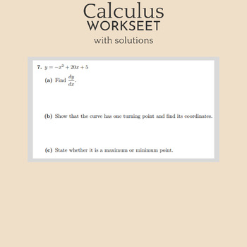 Preview of Calculus Worksheet No 2 (with solutions)