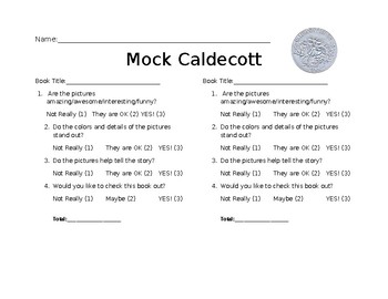 Preview of Caldecott Medal rubric and design