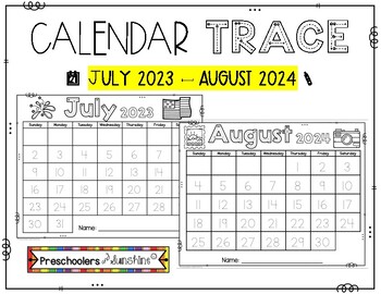 Calendar Trace 2021-2022 By Preschoolers And Sunshine | Tpt